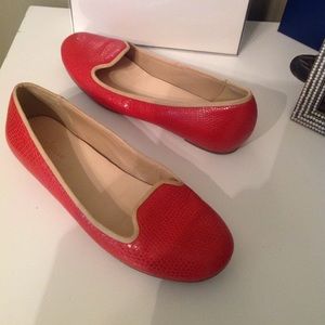 Cole Haan Red snakeskin flats 7.5 slip on shoes
